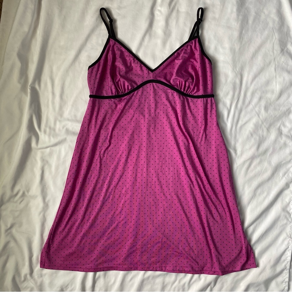 George Fuchsia and Black Polka Dot Chemise